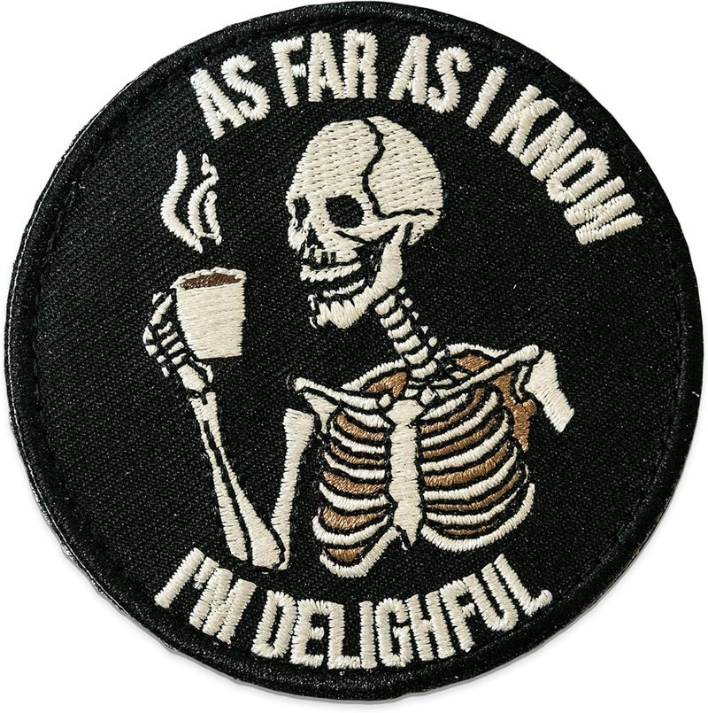 Jestik As Far As I Know I'm Delighful Embroidery Patch - Funny Embroidered Patches, Military Tactical Morale Patch with Hook and Loop Fastener, Cute Patches for Backpacks, Jeans, Jackets, Vests, Hats & More - Image 1